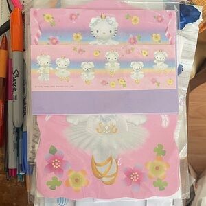 Hello Kitty Sanrio Pink and Rainbow Hello Kitty Stationery